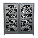 Industrial Gears Black Metal Accent Cabinet