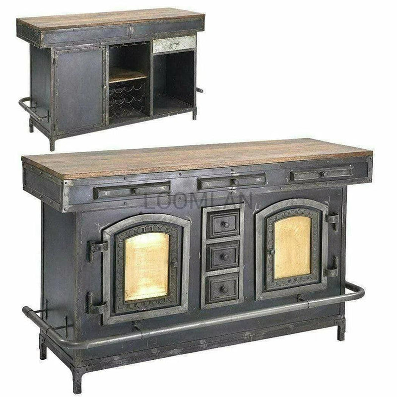 Industrial Home Bar Island Counter Cabinet