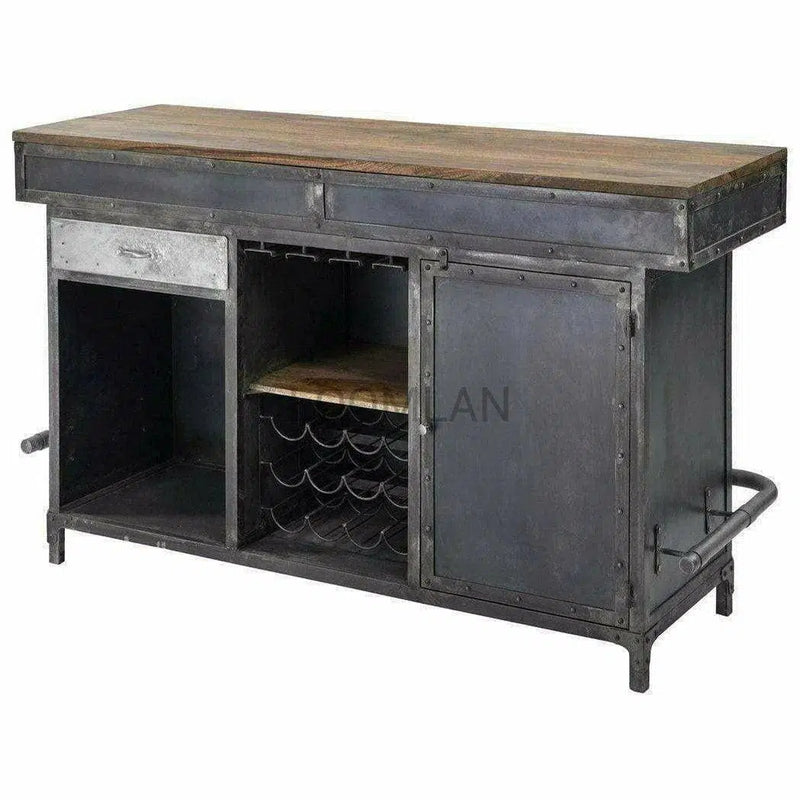 Industrial Home Bar Island Counter Cabinet