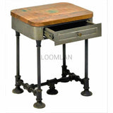 Industrial Rectangular 1 Drawer End Side Table