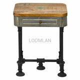 Industrial Rectangular 1 Drawer End Side Table