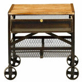 Industrial Side Table With Wheels