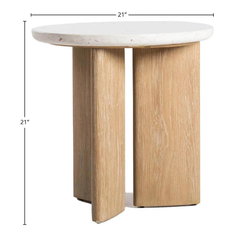 Infinity Terrazzo Top Round Side Table-Side Tables-LH Imports-LOOMLAN