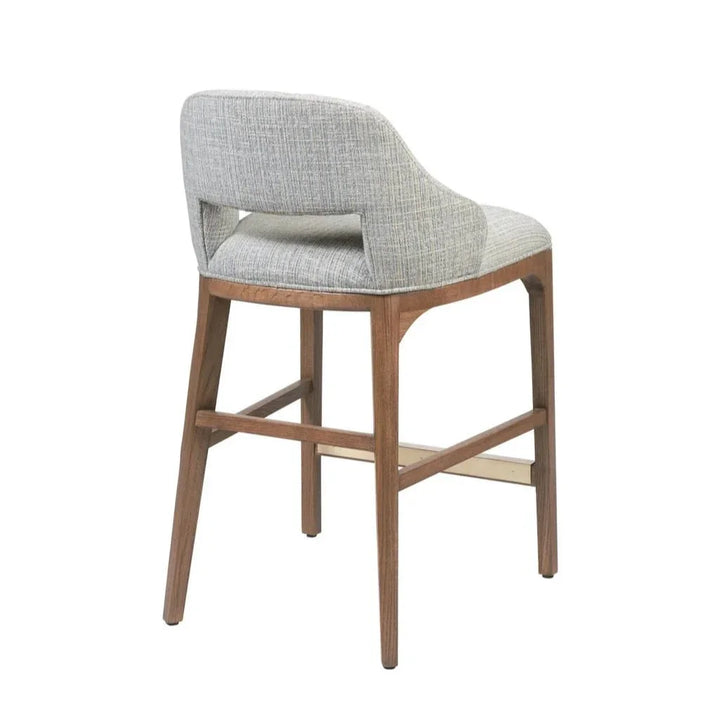 Inga Modern Oak And Brass Counter Stool - LOOMLAN - Currey & Co - Counter Stools
