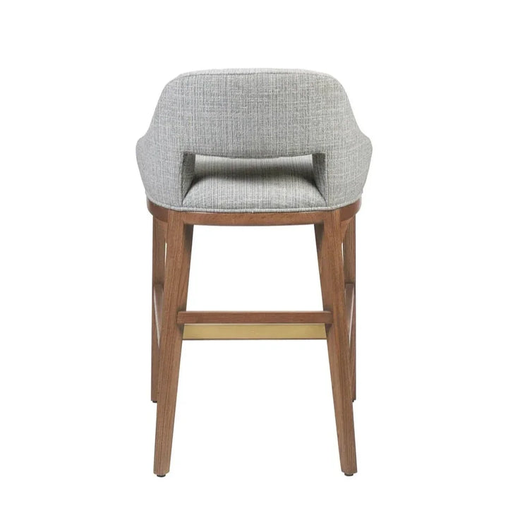 Inga Modern Oak And Brass Counter Stool - LOOMLAN - Currey & Co - Counter Stools