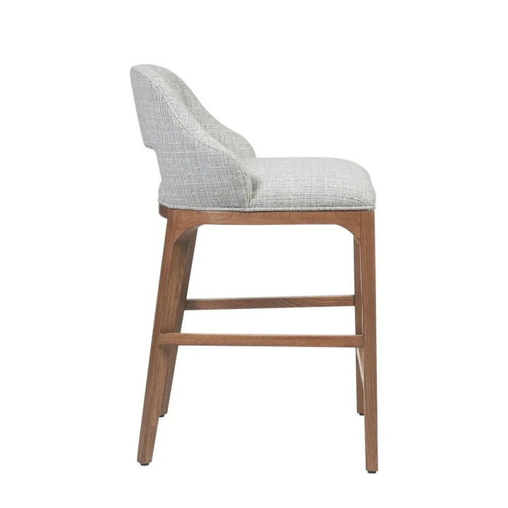 Inga Modern Oak And Brass Counter Stool - LOOMLAN - Currey & Co - Counter Stools