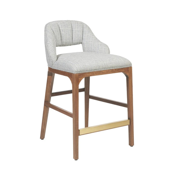 Inga Modern Oak And Brass Counter Stool-Counter Stools-Currey & Co-LOOMLAN