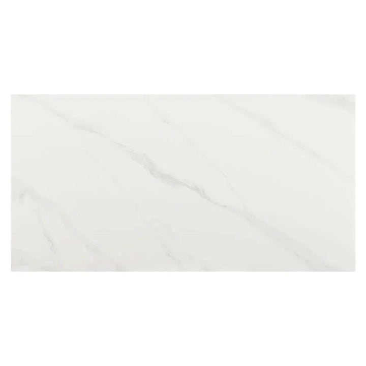 Inky Stone & Steel White Rectangular Dining Table-Dining Tables-Zuo Modern-LOOMLAN