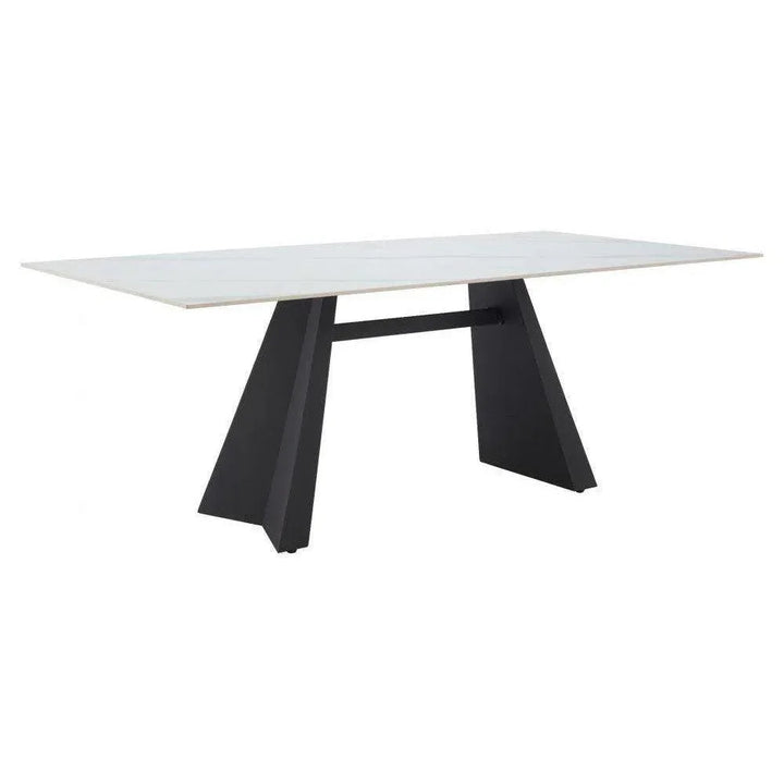 Inky Stone & Steel White Rectangular Dining Table-Dining Tables-Zuo Modern-LOOMLAN