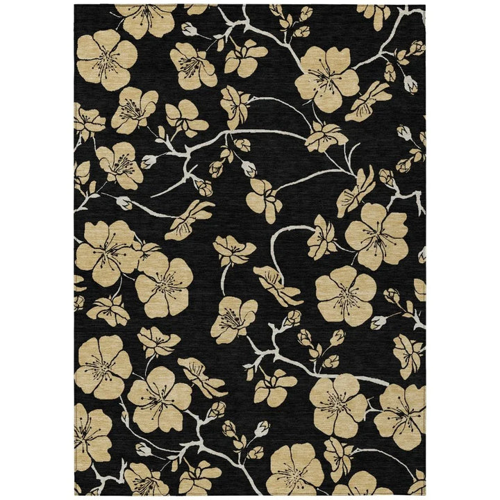 Inoa Black Washable Indoor-Outdoor Rug-Outdoor Rugs-LOOMLAN Rugs-2'6" x 3'10"-LOOMLAN