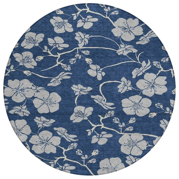 Inoa Blue Washable Indoor-Outdoor Rug-Outdoor Rugs-LOOMLAN Rugs-8' x 8'-LOOMLAN
