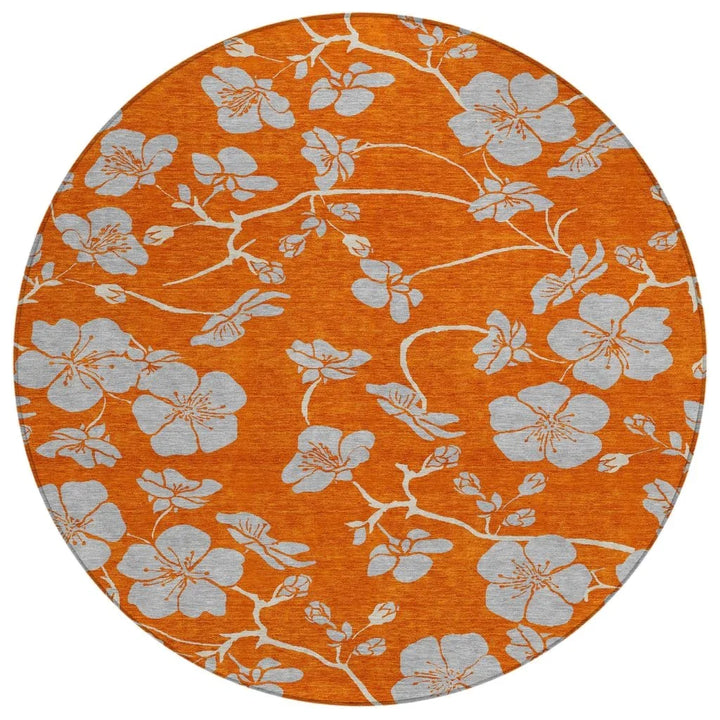 Inoa Orange Washable Indoor-Outdoor Rug-Outdoor Rugs-LOOMLAN Rugs-8' x 8'-LOOMLAN