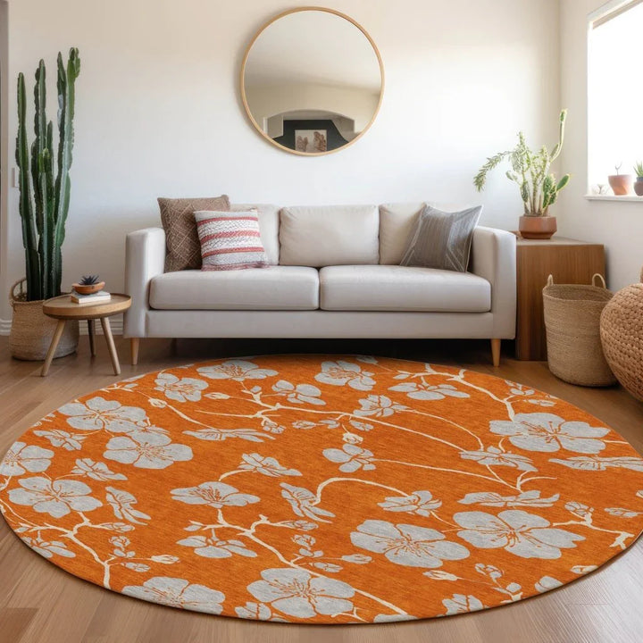 Inoa Orange Washable Indoor-Outdoor Rug-Outdoor Rugs-LOOMLAN Rugs-LOOMLAN