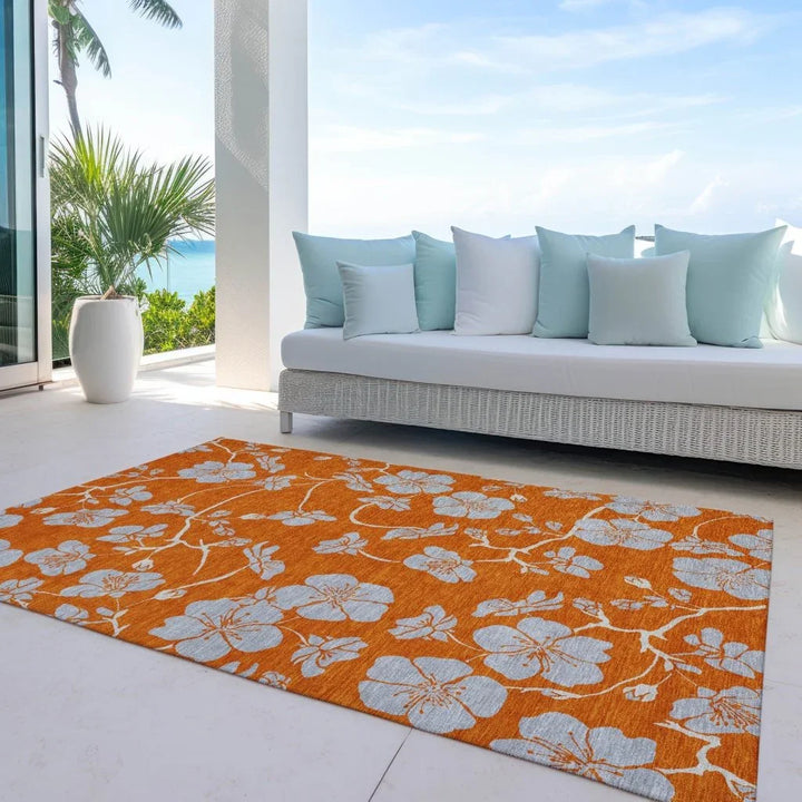 Inoa Orange Washable Indoor-Outdoor Rug-Outdoor Rugs-LOOMLAN Rugs-LOOMLAN