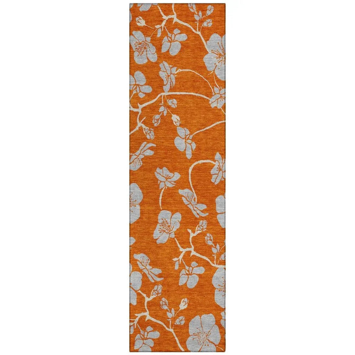 Inoa Orange Washable Indoor-Outdoor Rug-Outdoor Rugs-LOOMLAN Rugs-2'3" x 7'6"-LOOMLAN