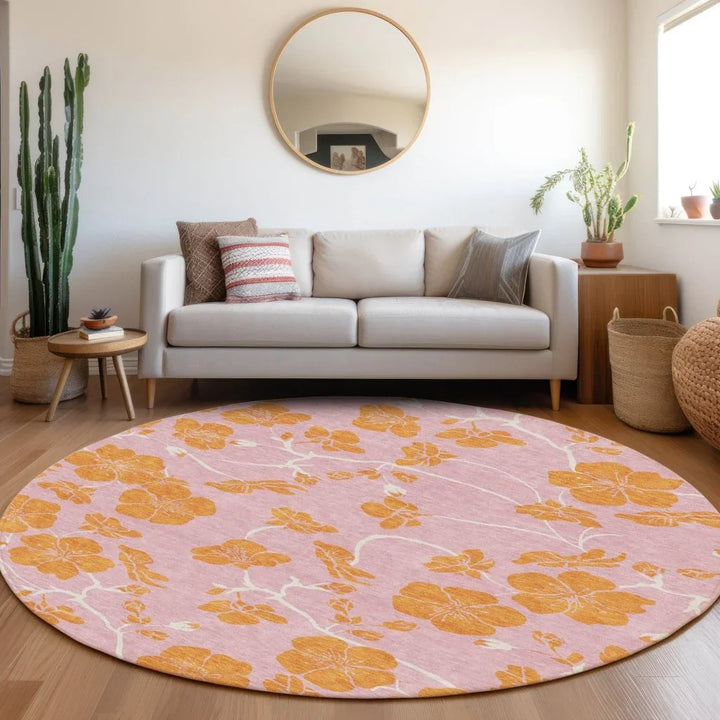 Inoa Pink Washable Indoor-Outdoor Rug-Outdoor Rugs-LOOMLAN Rugs-LOOMLAN