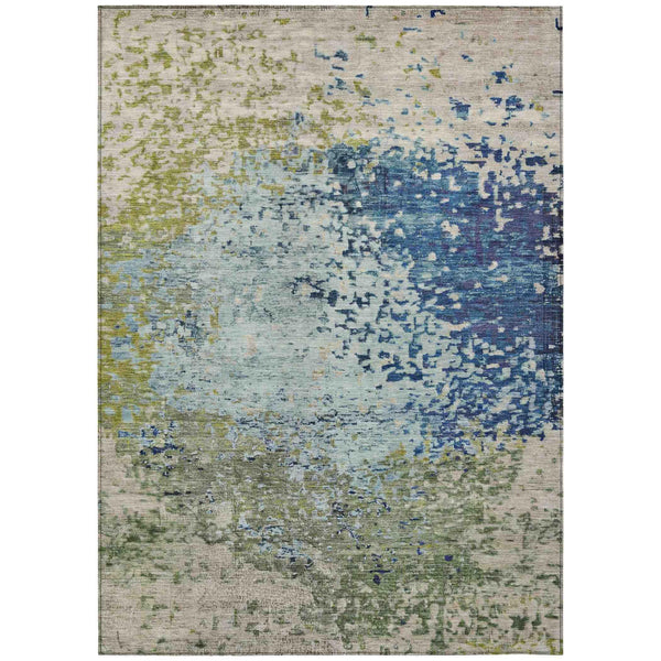 Iriain Blue Washable Indoor-Outdoor Rug