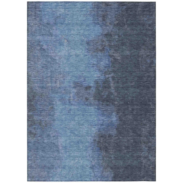 Iriion Blue Washable Indoor-Outdoor Rug