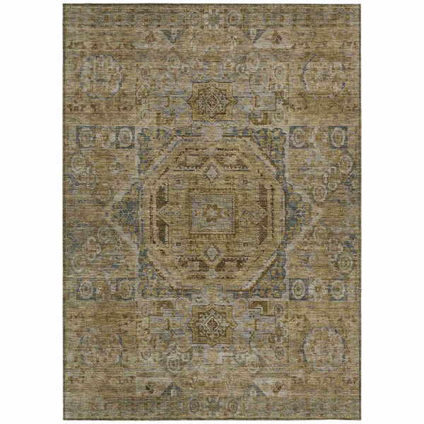 Iriir Brown Washable Indoor-Outdoor Rug