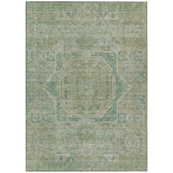 Iriir Green Washable Indoor-Outdoor Rug