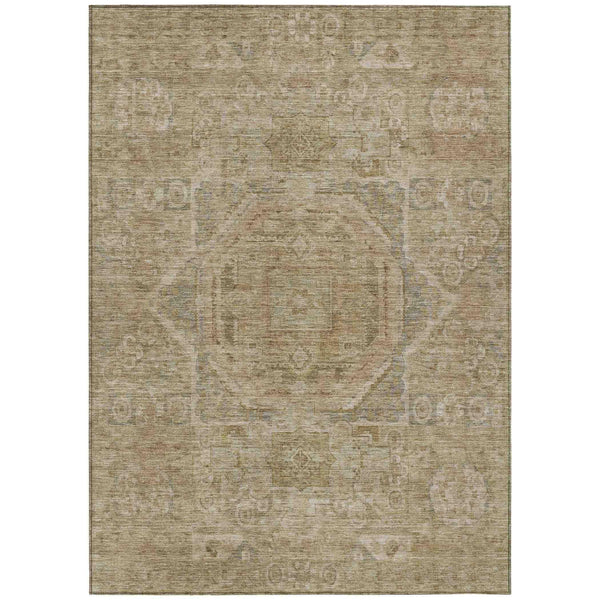 Iriir Tan Washable Indoor-Outdoor Rug