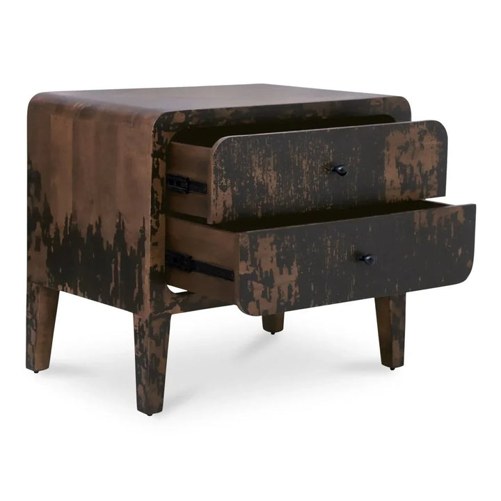 Iris Distressed Black Mango Wood Nightstand - LOOMLAN - Moe's Home - Nightstands