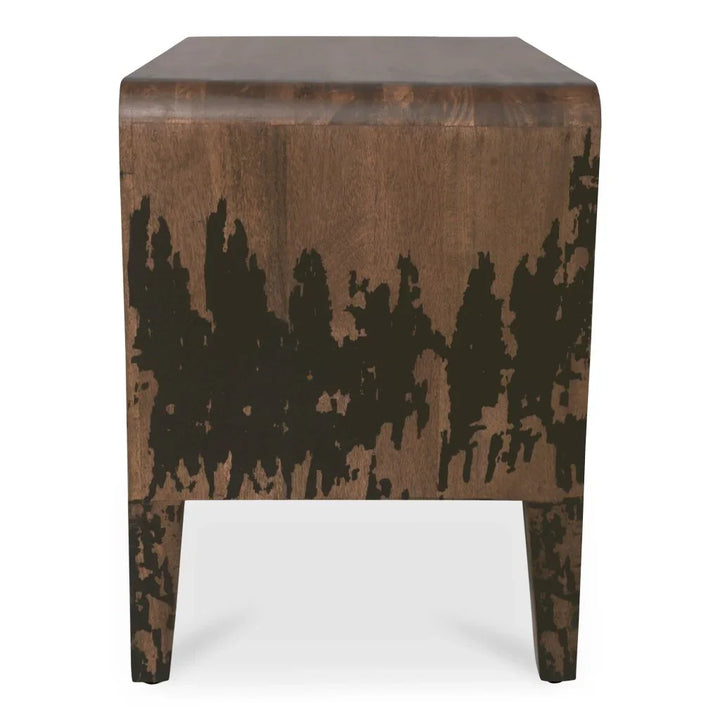 Iris Distressed Black Mango Wood Nightstand - LOOMLAN - Moe's Home - Nightstands