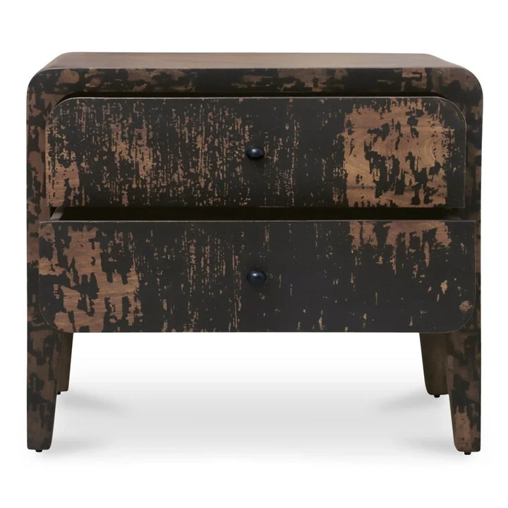 Iris Distressed Black Mango Wood Nightstand - LOOMLAN - Moe's Home - Nightstands