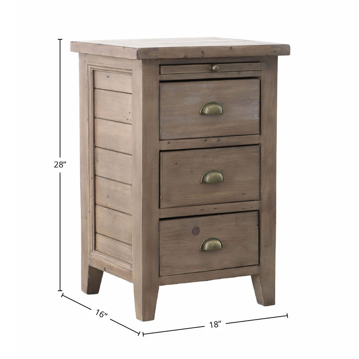 Irish Coast 3 Drawers Wood Nightstand-Nightstands-LH Imports-LOOMLAN