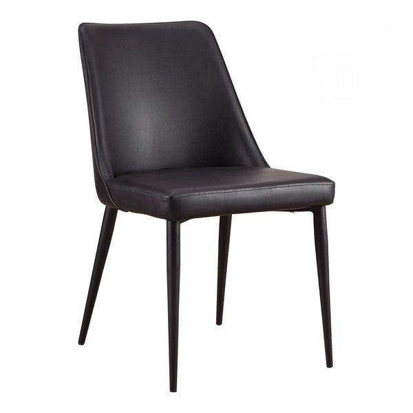 Iron Frame Lula Dining Chair Black Vegan Leather Set of 2 Dining Chairs LOOMLAN By Moe's Home