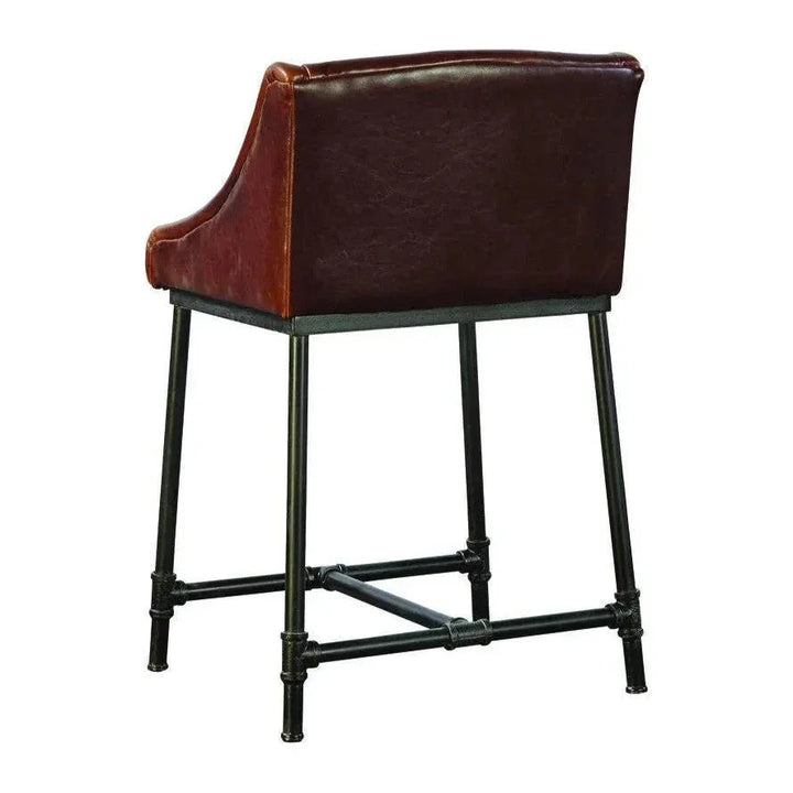 Iron Pipe Leather Counter Stool - LOOMLAN - Furniture Classics - Counter Stools