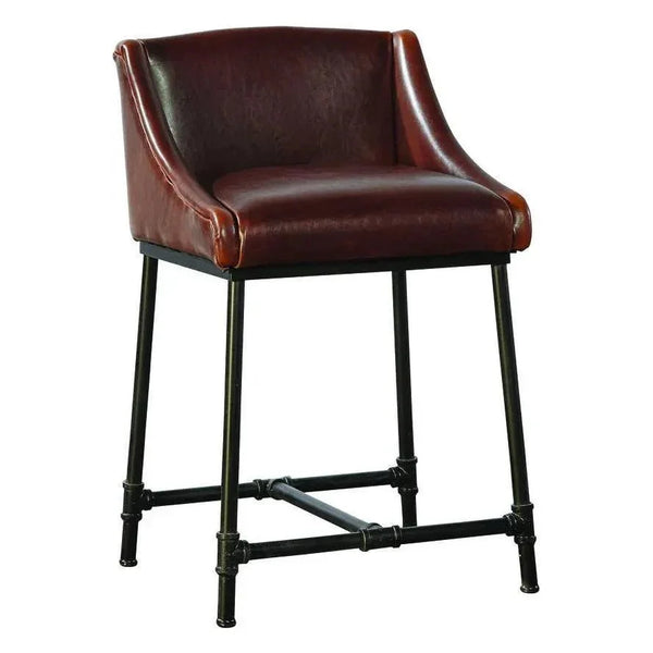 Iron Pipe Leather Counter Stool - LOOMLAN - Furniture Classics - Counter Stools