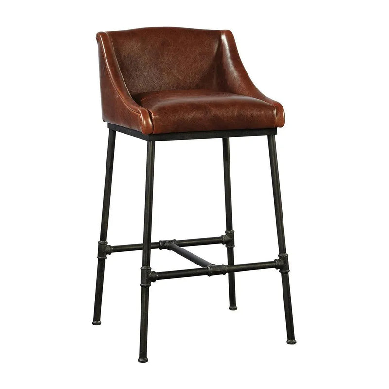 Iron Pipe Leather Upholstered Bar Stool