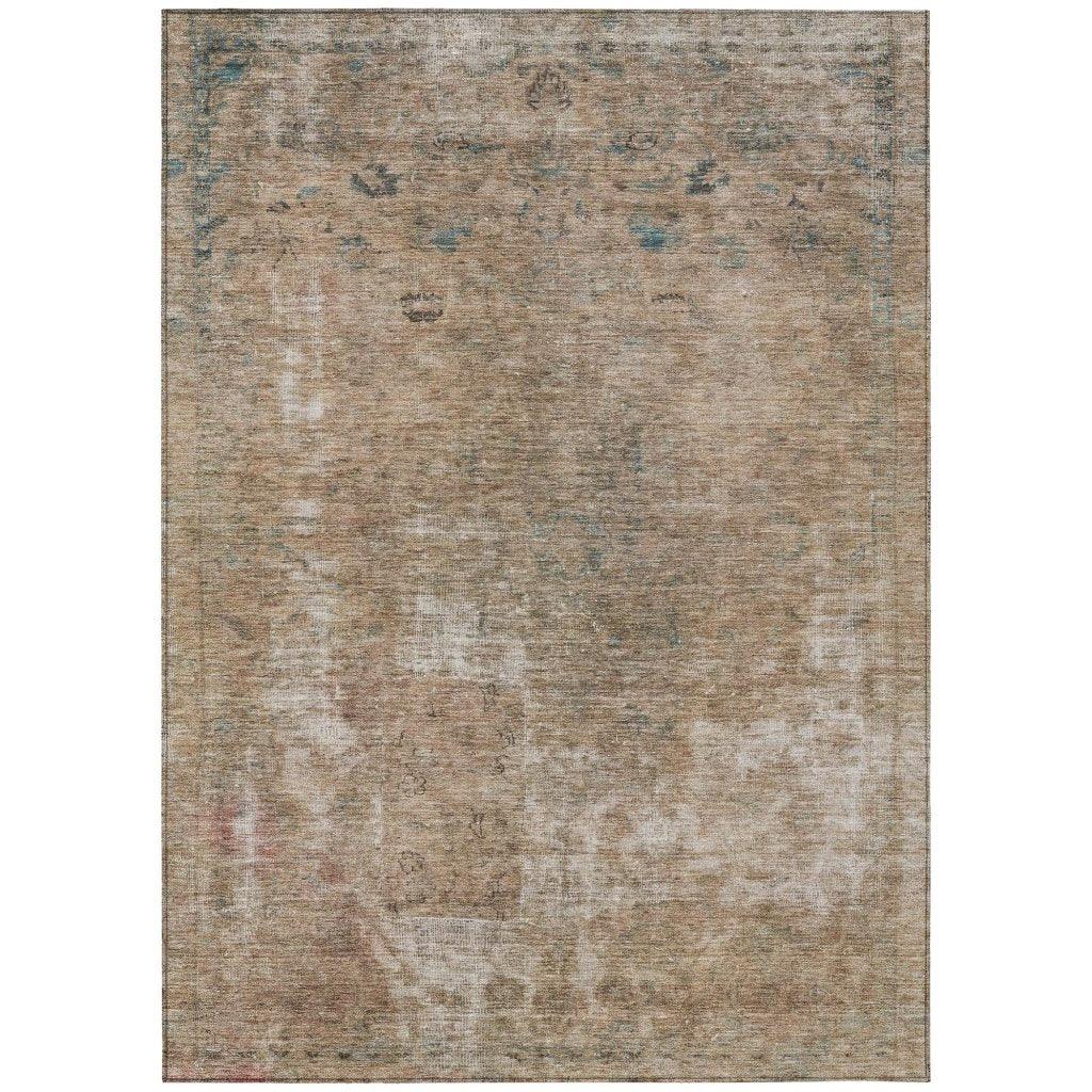 Isadorae Brown Washable Indoor-Outdoor Rug - LOOMLAN