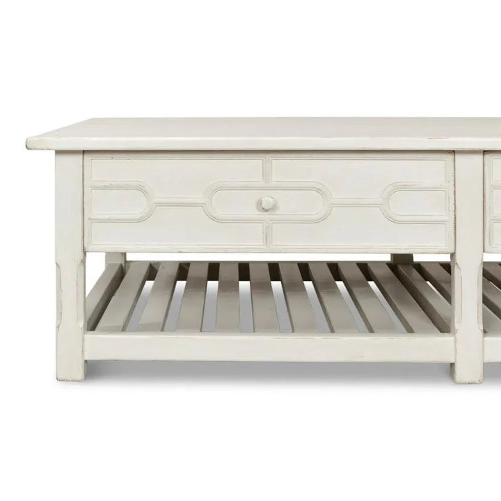 Isla Coffee Table Antique White - LOOMLAN - Sarreid - Coffee Tables