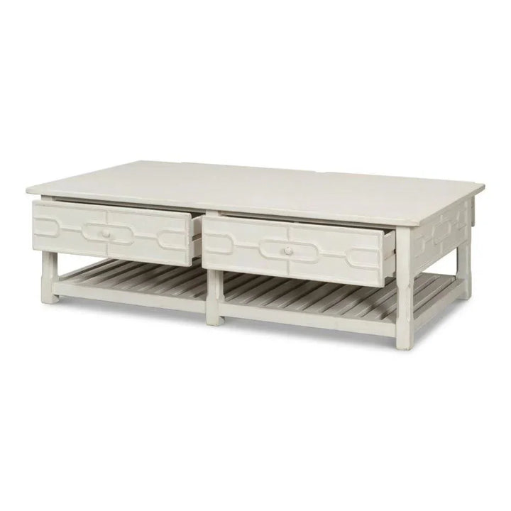 Isla Coffee Table Antique White - LOOMLAN - Sarreid - Coffee Tables