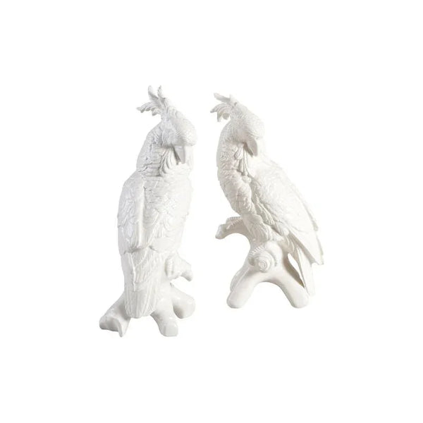 Italian Ceramic Made Cockatoo Sculpture (Pr) - LOOMLAN - Chelsea House - Statues & Sculptures