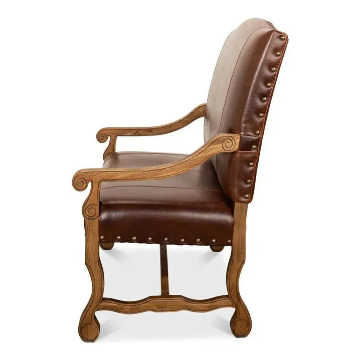 Italian Leather Settee - LOOMLAN - Sarreid - Accent Chairs
