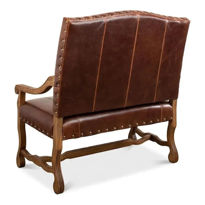 Italian Leather Settee - LOOMLAN - Sarreid - Accent Chairs