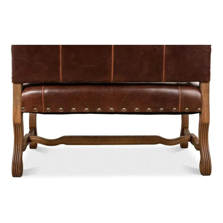 Italian Leather Settee - LOOMLAN - Sarreid - Accent Chairs
