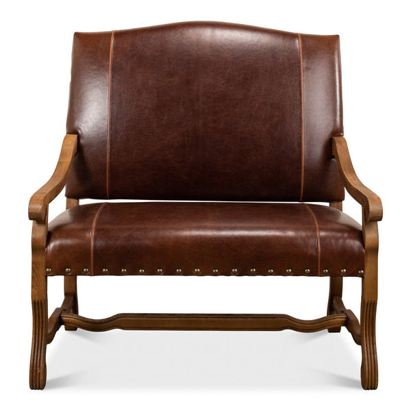 Italian Leather Settee-Club Chairs-Sarreid-LOOMLAN