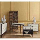 Ivory Dark Walnut Brass Evie Shagreen Chest Accent Cabinet Accent Cabinets LOOMLAN By Currey & Co