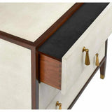 Ivory Dark Walnut Brass Evie Shagreen Chest Accent Cabinet Accent Cabinets LOOMLAN By Currey & Co