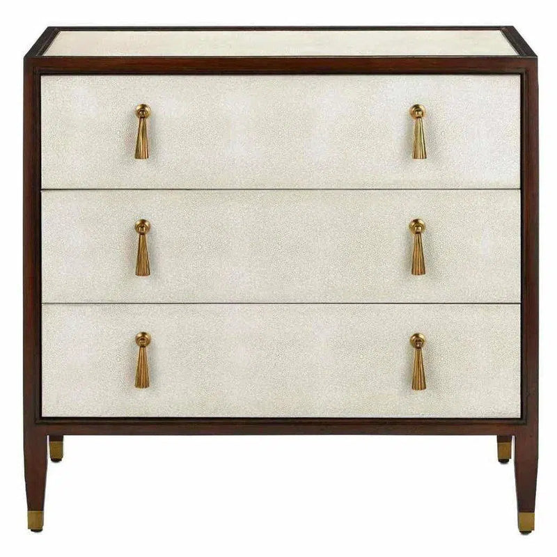 Ivory Dark Walnut Brass Evie Shagreen Chest