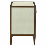 Ivory Dark Walnut Brass Evie Shagreen Small Accent Cabinet Accent Cabinets LOOMLAN By Currey & Co