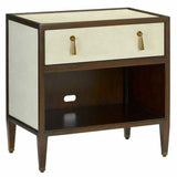 Ivory Dark Walnut Brass Evie Shagreen Small Accent Cabinet Accent Cabinets LOOMLAN By Currey & Co