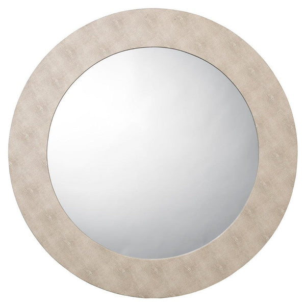 Ivory Faux Shagreen Chester Round Wall Mirror Wall Mirrors LOOMLAN By Jamie Young
