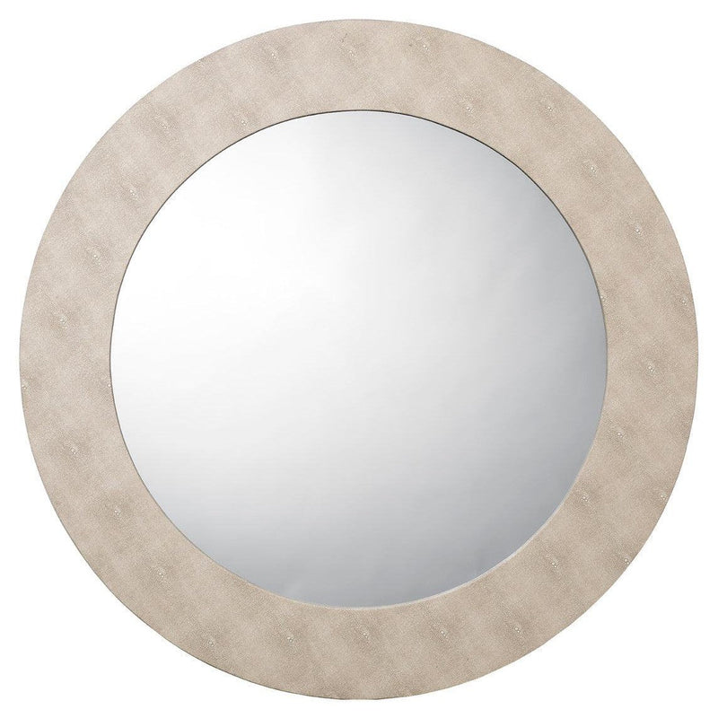 Ivory Faux Shagreen Chester Round Wall Mirror Wall Mirrors LOOMLAN By Jamie Young
