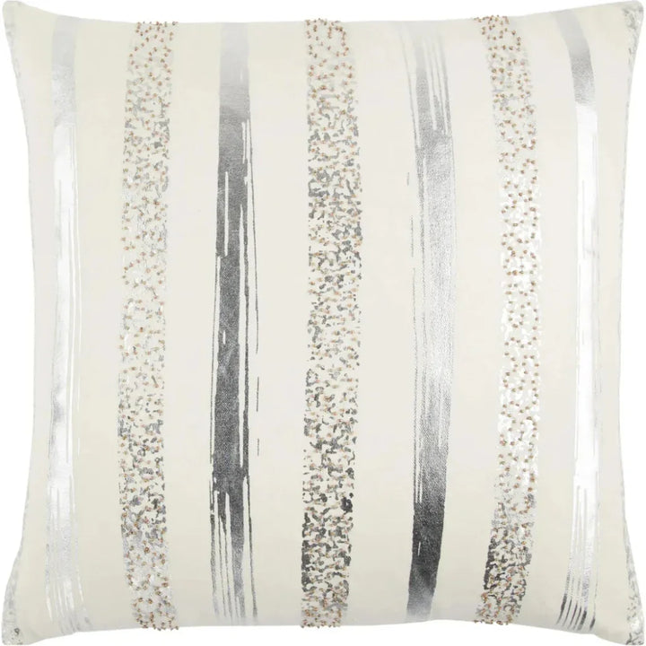 Ivory Jill Silver Or Gold Metallic Throw Pillow - LOOMLAN - LOOMLAN - Throw Pillows