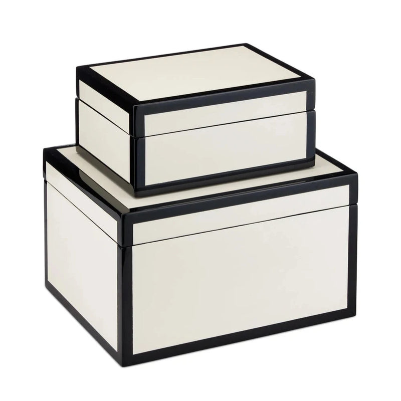 Ivory Lacquer Modern Gloss Finish Box (2PC )